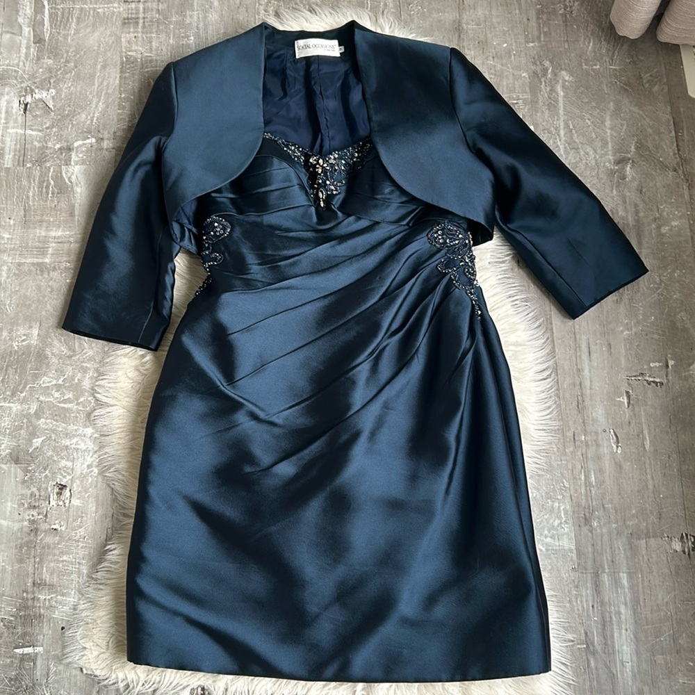 Social Occasions by Mon Cheri Silk Dress and Jacket